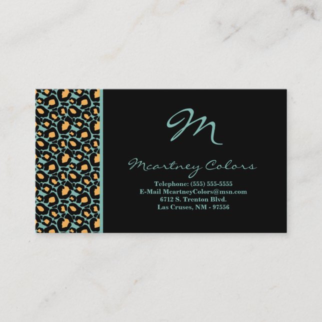 100 Blue Cheetah Print Business Card (Front)
