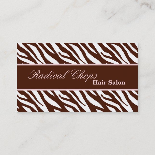 100 Borwn Pink Zebra Print Pattern Business Card (Front)