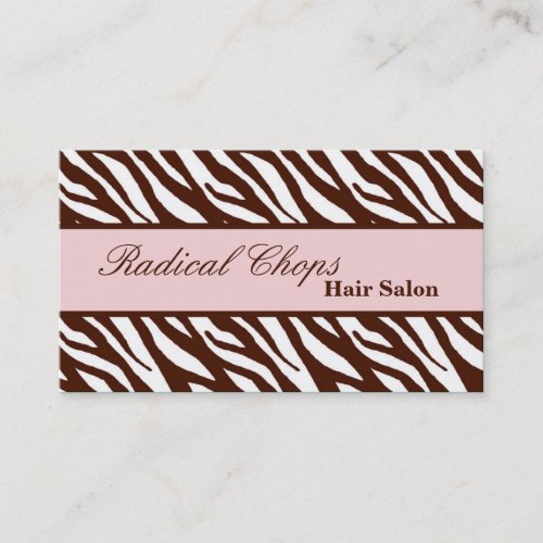 100 Borwn Pink Zebra Print Pattern Business Card