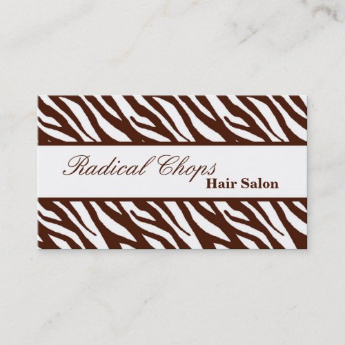 100 Borwn White Zebra Print Pattern Business Card