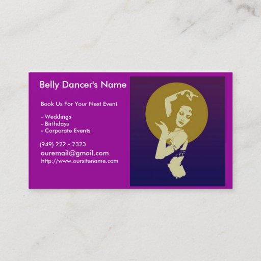 Customizable 100 Business Cards for Belly Dancers