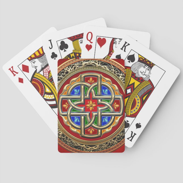 [100] Celtic Cross [Gold+Enamel] Poker Cards (Back)