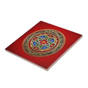 [100] Celtic Cross [Gold+Enamel] Tile