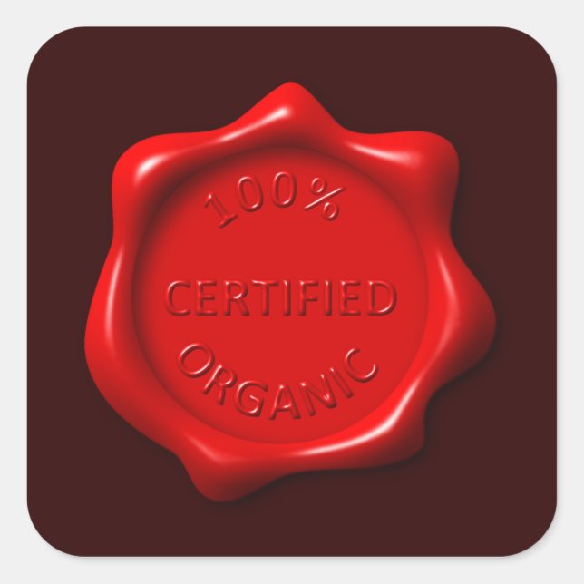 100% Certified Organic Wax Seal sticker square (Front)