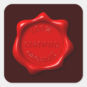 100% Certified Organic Wax Seal sticker square