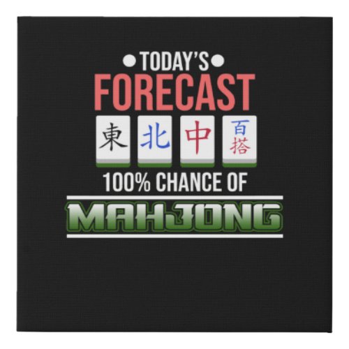 100 Chance Of Mahjong Game Mahjong Player Games Faux Canvas Print