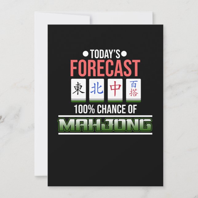 100% Chance Of Mahjong Game Mahjong Player Games Invitation (Front)
