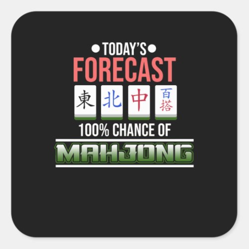 100 Chance Of Mahjong Game Mahjong Player Games Square Sticker