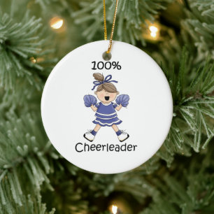 100% Cheerleader - Brunette Ceramic Ornament