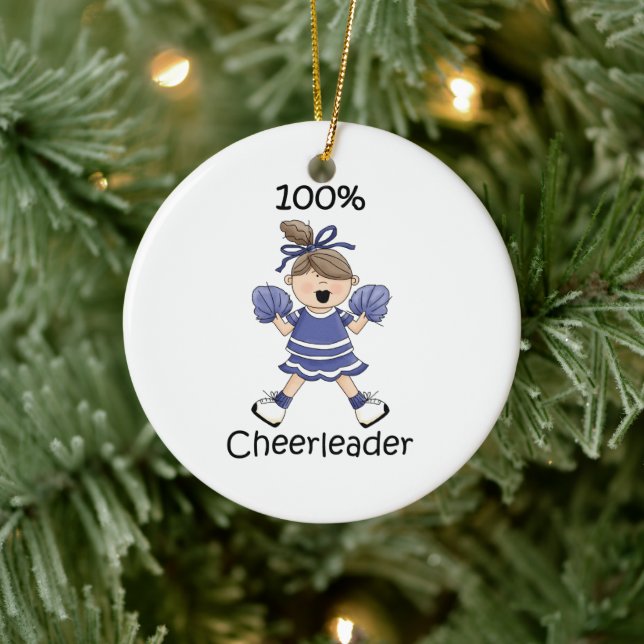 100% Cheerleader - Brunette Ceramic Ornament (Tree)