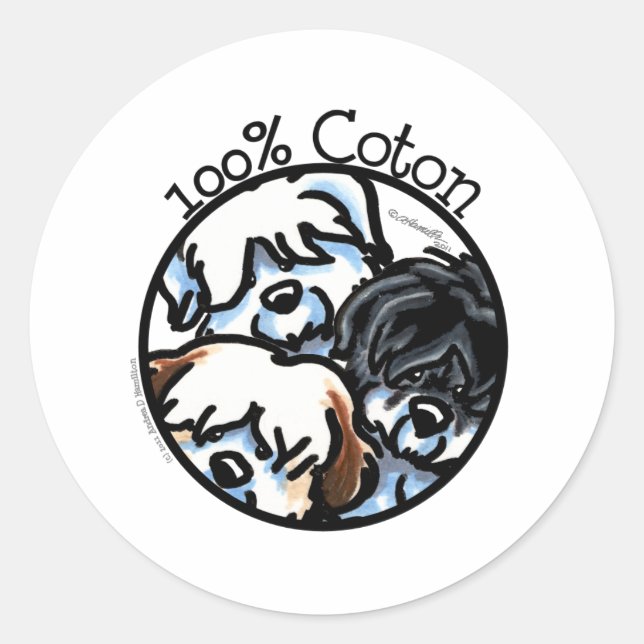 100% Coton de Tulear Classic Round Sticker (Front)