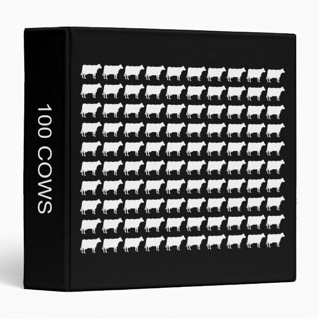 100 Cows - White on Black (1.5in) Binder (Front/Spine)