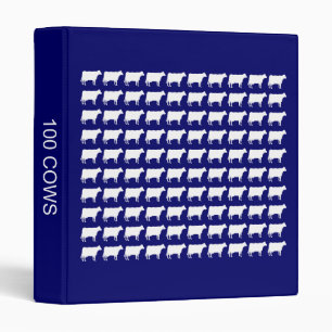 100 Cows - White on Deep Navy Binder