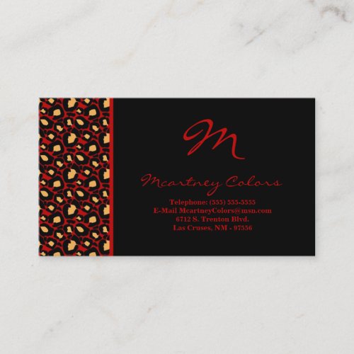100 Crimson Red Cheetah Print Business Card