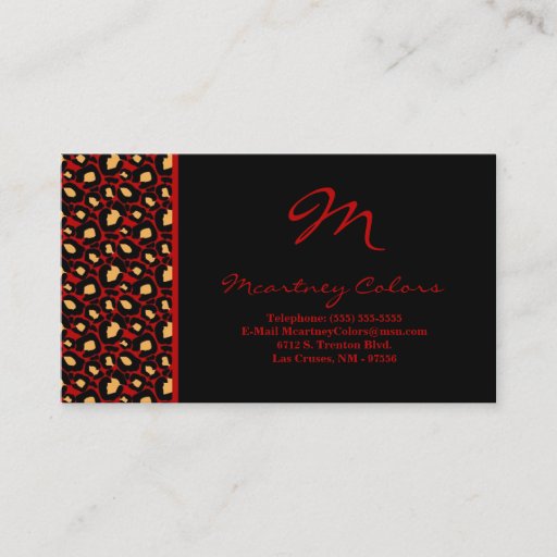 Customizable 100 Crimson Red Cheetah Print Business Card
