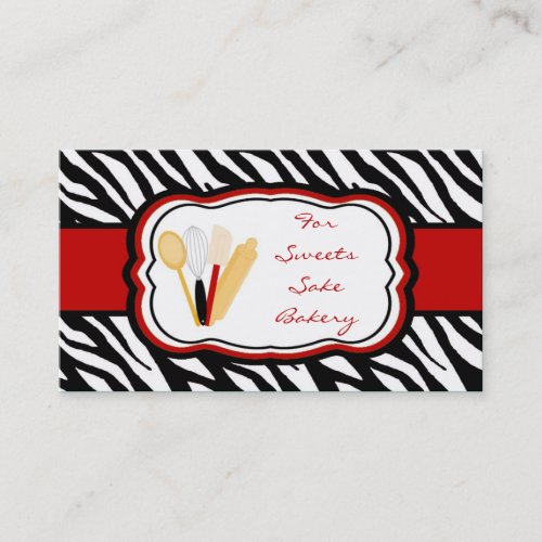 100 Crimson Red Zebra Bakery Chef Business Card