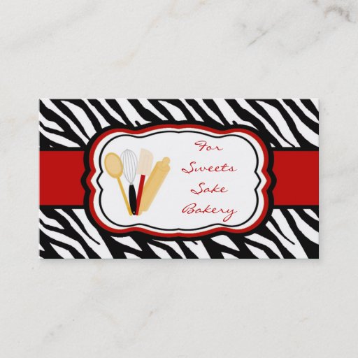 Customizable 100 Crimson Red Zebra Bakery Chef Business Card