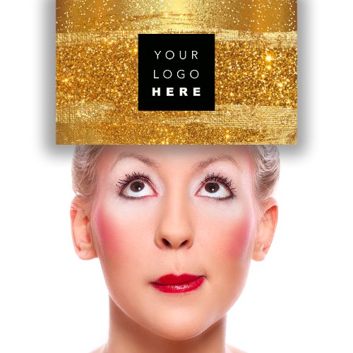 100 Custom Logo QRCODE Gold Glitter Glitter Makeup Business Card
