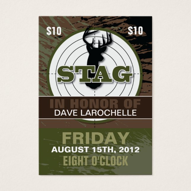 100 Customizable Bachelor / Stag Tickets (Front)