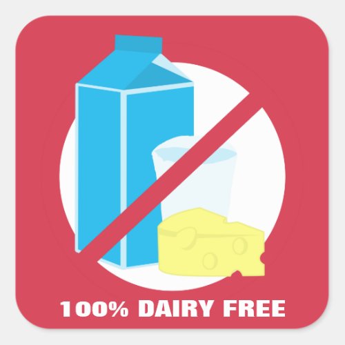 100 Dairy Free Food Allergy Alert Label