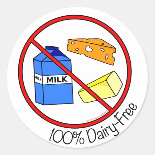 100 Dairy Free Stickers Large