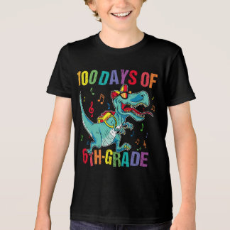 100 Day of 6th grade School 100th Dino Trex Dino Tri-Blend Shirt