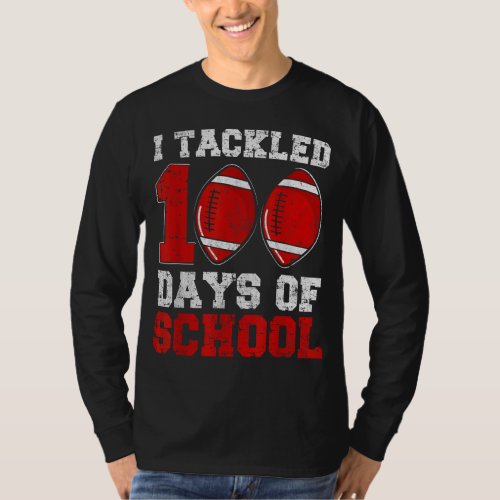 100 Day of School Football Teacher Kids Boys Novel T_Shirt