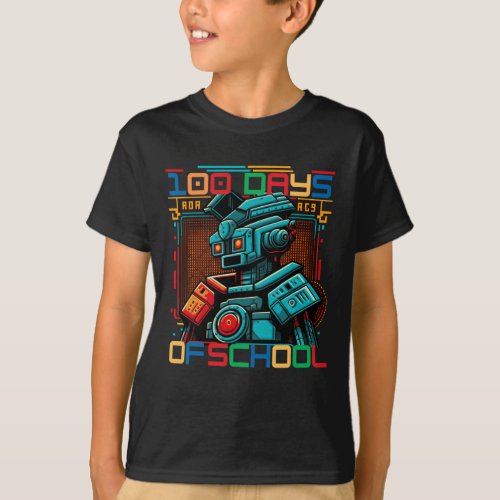 100 Day Of School Gamer Boy Girl Gamer Futuristic  T_Shirt