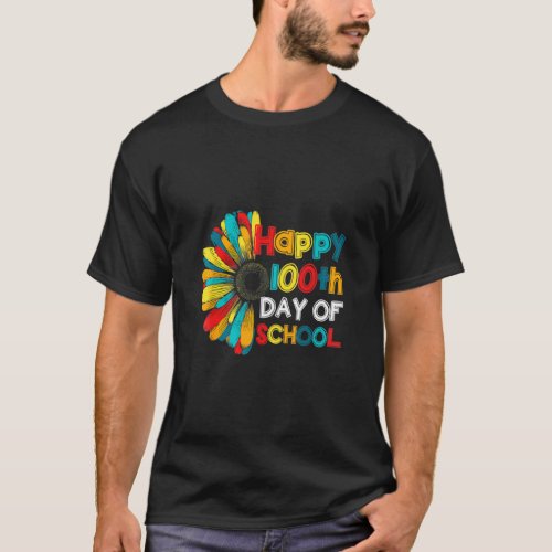 100 Day Of School Kinder Teacher Sunflower Appreci T_Shirt
