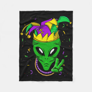 100 Day Of School Mardi Gras 100th Day Teacher Fleece Blanket