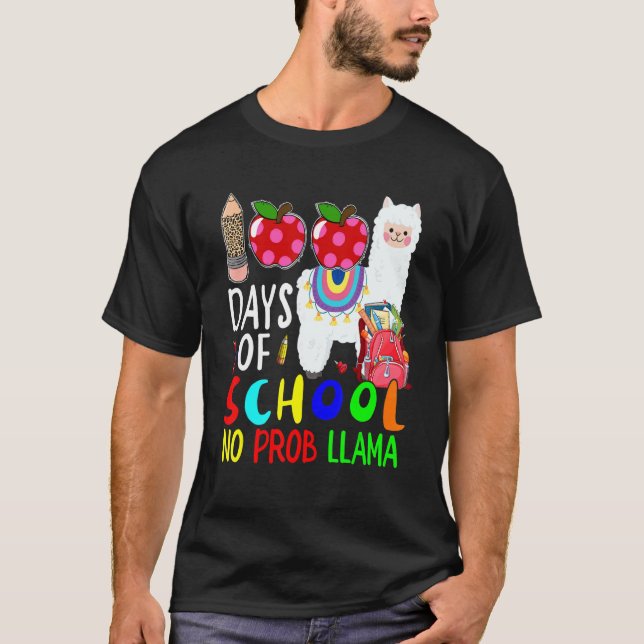 100 Day Of School No Prob Llama Cute Llama Lover S T-Shirt (Front)