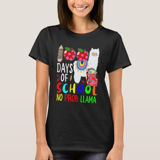100 Day Of School No Prob Llama Cute Llama Lover S T-Shirt (Front)
