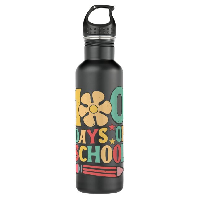100 day of school school stainless steel water bottle (Front)