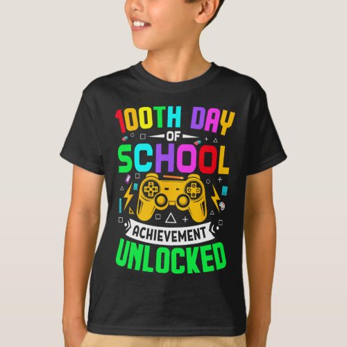 100 Day Of School Unlocked Gamer 100th Days Of Sch T_Shirt