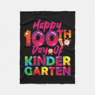 100 Days All Student Teacher Happy 100th Day Of Ki Fleece Blanket