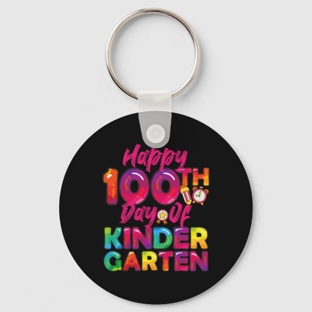 100 Days All Student Teacher Happy 100th Day Of Ki Keychain (Front)