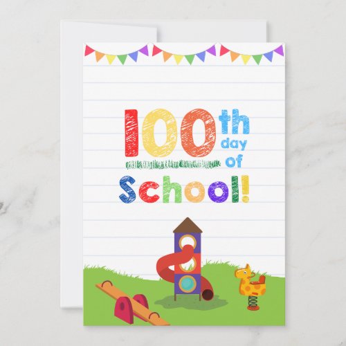 100 Days at School_ Colorful Milestone Celebration Invitation