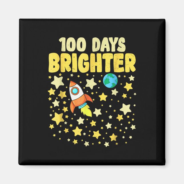 100 Days Brighter 100th Day Of School Astronaut Magnet (Front)