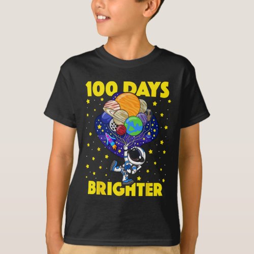 100 Days Brighter 100th Day of School Astronaut Sp T_Shirt