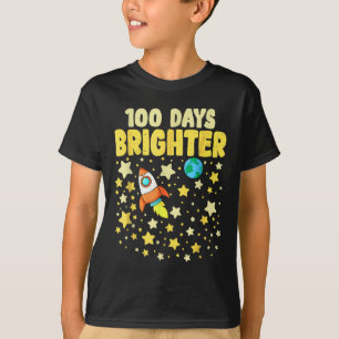 100 Days Brighter 100th Day Of School Astronaut T-Shirt