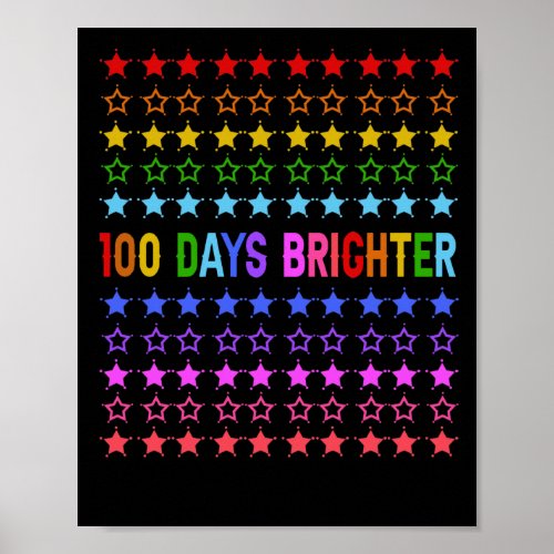 100 Days Brighter 100th Day of School Kindergarten Poster