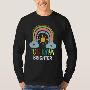 100 Days Brighter 100th Day Of School Pink Rainbow T-Shirt
