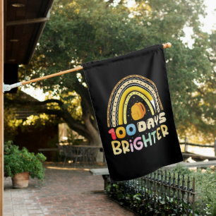 100 Days Brighter 100th Day Of School Teacher House Flag