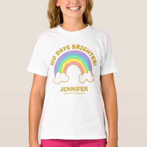 100 Days Brighter Cute Rainbow 100 Days of School T_Shirt