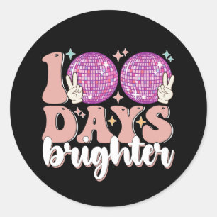 100 Days Brighter Disco Ball 100th Day Of School Classic Round Sticker