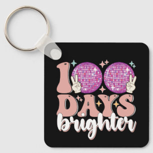 100 Days Brighter Disco Ball 100th Day Of School Keychain