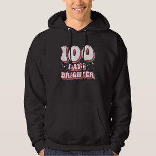 100 Days Brighter  for Teachers Kids Boys Retro Vi Hoodie