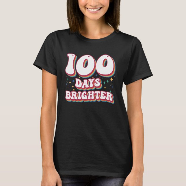 100 Days Brighter  for Teachers Kids Boys Retro Vi T-Shirt (Front)
