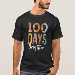 100 Days Brighter   for Teachers Kids Leopard T-Shirt