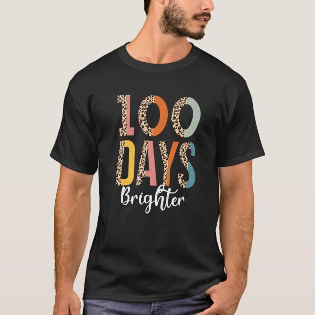100 Days Brighter   for Teachers Kids Leopard T-Shirt (Front)